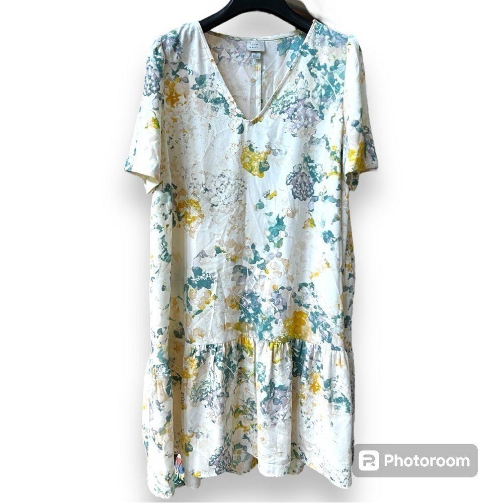 Target A New Day Mini Shirt Dress Small Floral Ruffle Hem